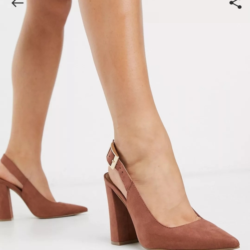 ASOS wide fit size 10W brown block heel shoes